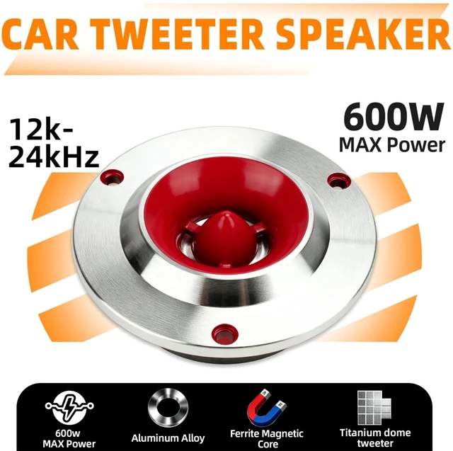 Alt view image 3 of 5 - 3.7 Inch Tweeters For Car Audio, 600W Titanium Bullet Super Tweeter 4 Ohm