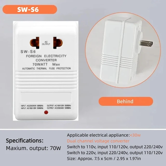Alt view image 4 of 5 - Voltage Converter 70W 110V/120V to 220V/240V Step-Up&Down Voltage Converter Transformer for Travel