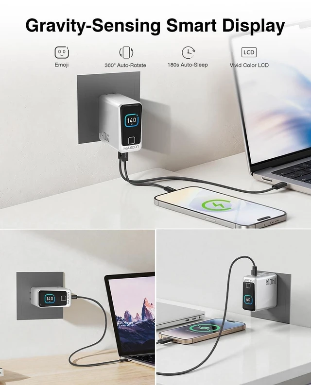 Alt view image 5 of 5 - 140W USB C Charger, 4-Port GaN Fast Charger USB C with Smart Display