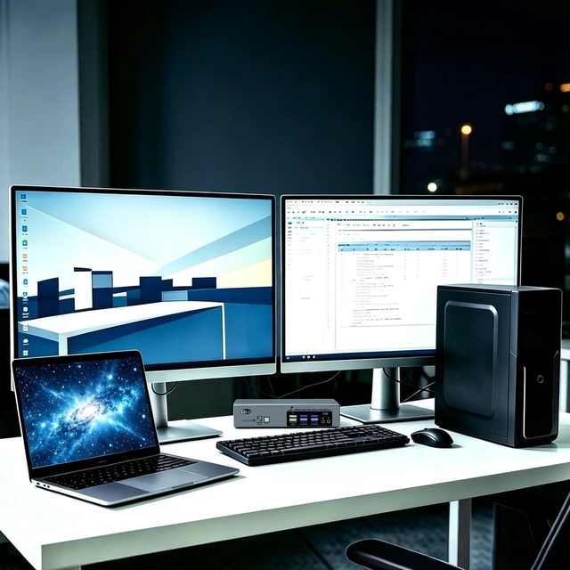 Alt view image 2 of 5 - CKLau USB-C KVM Switch for 2 Computers and 2 Monitors, True Extended Display for Mac and Windows, 8K@30Hz, 4K@144Hz, Dual USB-C per Computer, USB 3.0 Hub