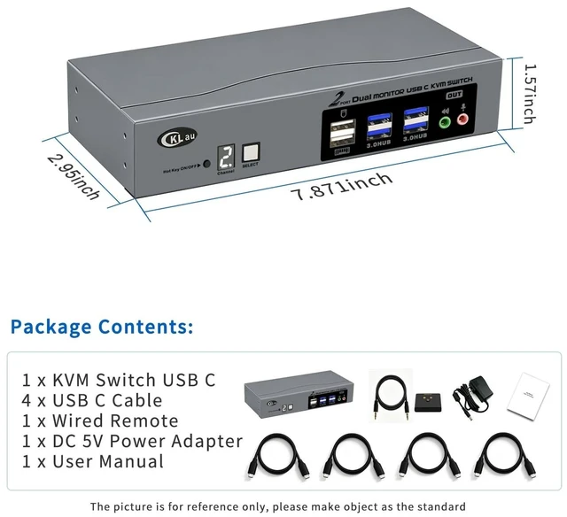 Alt view image 5 of 5 - CKLau USB-C KVM Switch for 2 Computers and 2 Monitors, True Extended Display for Mac and Windows, 8K@30Hz, 4K@144Hz, Dual USB-C per Computer, USB 3.0 Hub