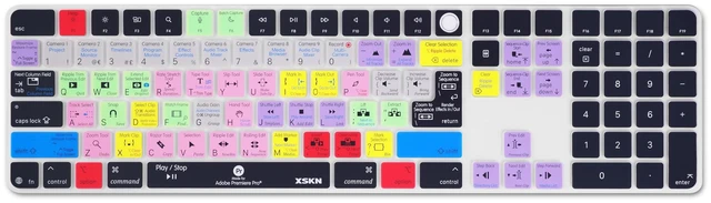 Alt view image 4 of 5 - XSKN Premiere Pro Shortcut Keyboard Cover for iMac M4 Magic Keyboard with Touch ID and Numeric Keypad A3119