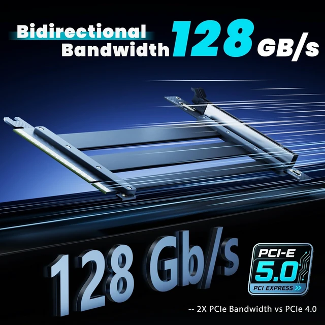 Alt view image 3 of 5 - ELECNEXUS PCIe 5.0 Riser Cable Vertical GPU Mount 128GB/s RTX 50 RX 9000