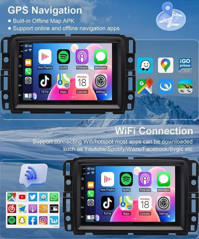 Alt view image 5 of 5 - 4G+64G Android 14 Car Radio for Chevrolet Traverse 2013-2017 for GMC Acadia 2013-2017 for Buick Enclave 2013-2017,7 Inch Touch Screen Stereo with GPS SWC with CarPlay Wireless Android Auto