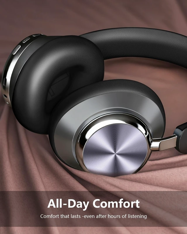 Alt view image 3 of 5 - Wentronic Y03 Bluetooth Headphones Wireless Active Noise Cancelling Over Ear Headphones 48 Hours Playtime High Sound Quality 6 EQ Music Mode Headphones with Soft Ear Cushion - Grey