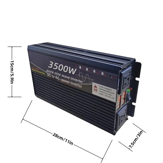 Alt view image 2 of 5 - 3500W Power Inverter 60V DC to 110V AC Converter with LED Display Dual AC Outlets Dual Fans Radiating for RV, Camp, Boat and Home Emergency Portable Pure Sine Wave Inverter (LED Screen, 3500W 60V)