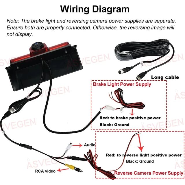 Alt view image 3 of 5 - Third Brake Light Backup Camera for Nissan NV 1500 2500 3500 2012-2022