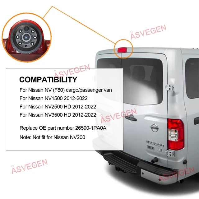 Alt view image 2 of 5 - Third Brake Light Backup Camera for Nissan NV 1500 2500 3500 2012-2022