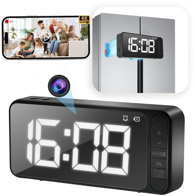Main image of Hidden Camera Clock 4K HD WiFi Spy Cam Indoor Security Camera Wireless