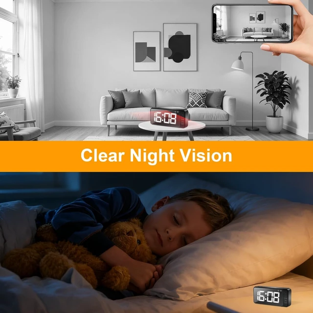 Alt view image 5 of 5 - Hidden Camera Clock 4K HD WiFi Spy Cam Indoor Security Camera Wireless