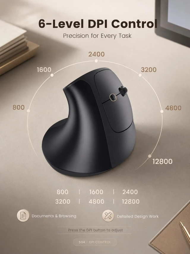 Alt view image 5 of 5 - INPHIC X9 Pro Ergonomic Wireless Mouse 12800DPI Rechargeable Vertical Mouse