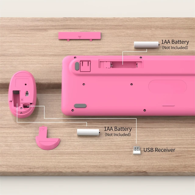 Alt view image 4 of 5 - KEQTFT Colorful Wireless Computer Keyboard and Mouse, Pink Gradient