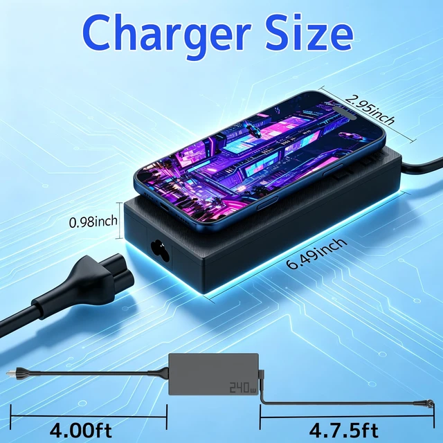 Alt view image 2 of 5 - 240W Laptop Charger ADP-240EB B for Asus ROG Zephyrus Strix G TUF Vivobook