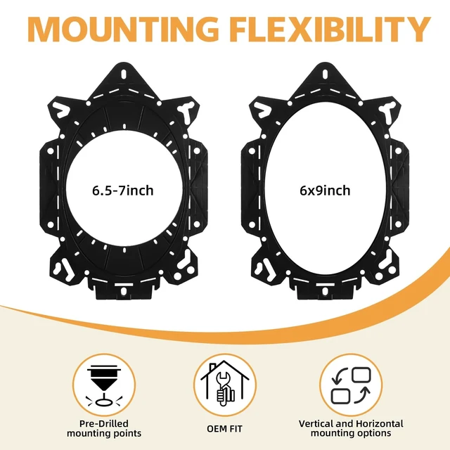 Alt view image 2 of 5 - Saysurey 2 Pcs Car Speaker Adapter Mount Kit for 6.5 and 6 x 9 Speakers Front Door Speaker Mount Adapter with Wiring Harness for Car Audio System Spacer Ring Bracket Vehicle Accessories