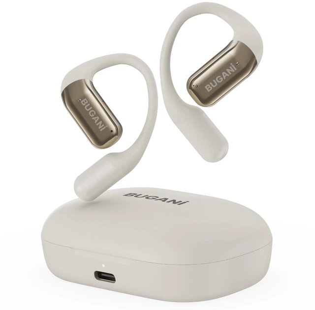 Main image of BUGANI Open Ear Headphones, Bluetooth 5.2 Open Ear Earbuds with Microphone, ENC Clear Talk, Immersive Stereo Sound, Fast Charging, 32H Playtime, Waterproof, White