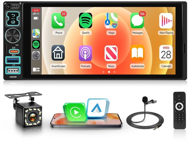 Main image of Driauto 6.8 Single Din Car Radio with Wireless Carplay and Android Auto