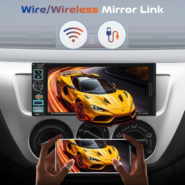 Alt view image 3 of 5 - Driauto 6.8 Single Din Car Radio with Wireless Carplay and Android Auto