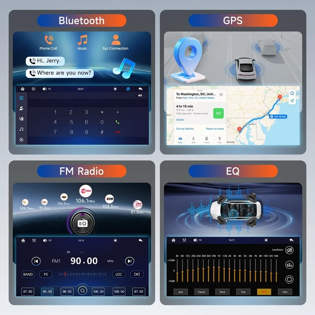 Alt view image 4 of 5 - Driauto 6.8 Single Din Car Radio with Wireless Carplay and Android Auto