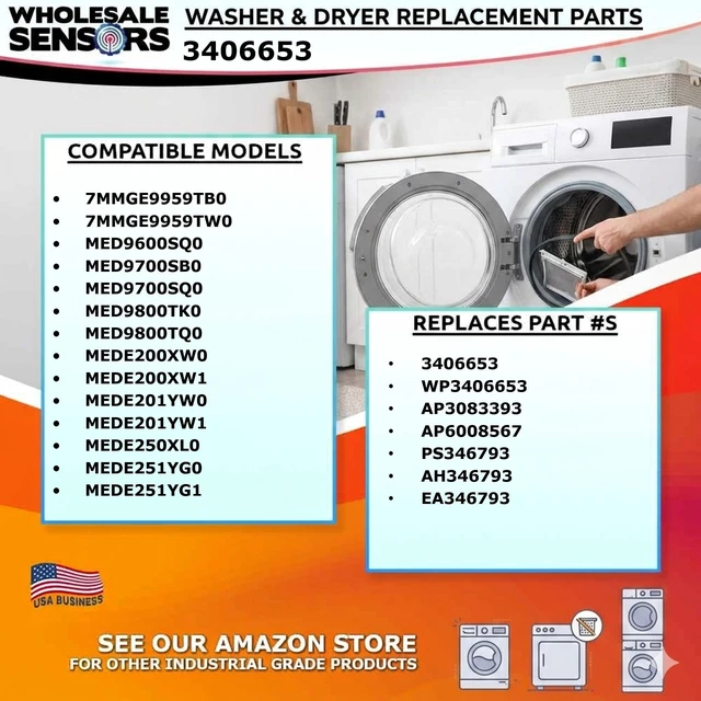 Alt view image 3 of 5 - Replacement for Whirlpool 3406653 WP3406653 Dryer Moisture Harness