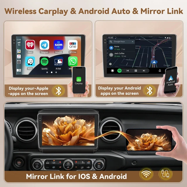 Alt view image 4 of 5 - 4+128G 9'' Android 15 Car Stereo for Jeep Wrangler JL 2018-2021