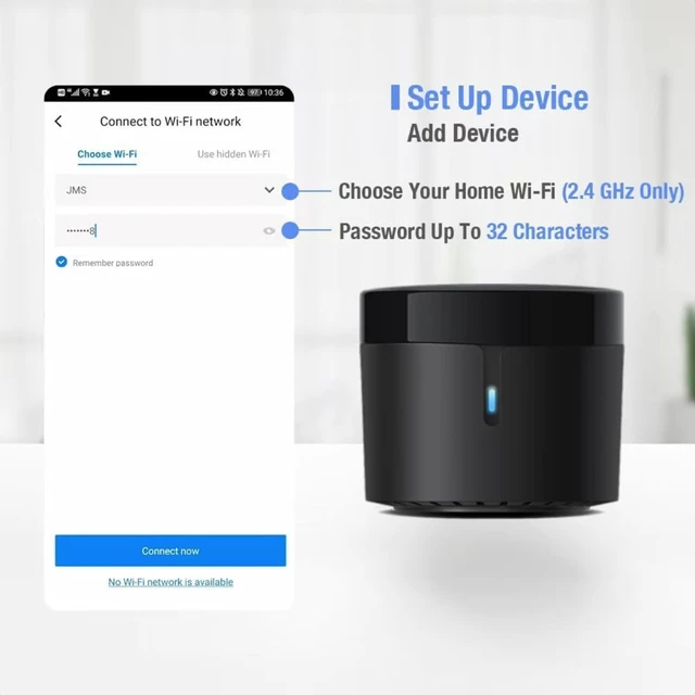 Alt view image 5 of 5 - Broadlink RM4 Mini IR Universal Remote Control, Smart Home Automation Wi-Fi Infrared Blaster for TV, AC Compatible with Alexa, Google Home. (Only 2.4 GHz Wi-Fi)