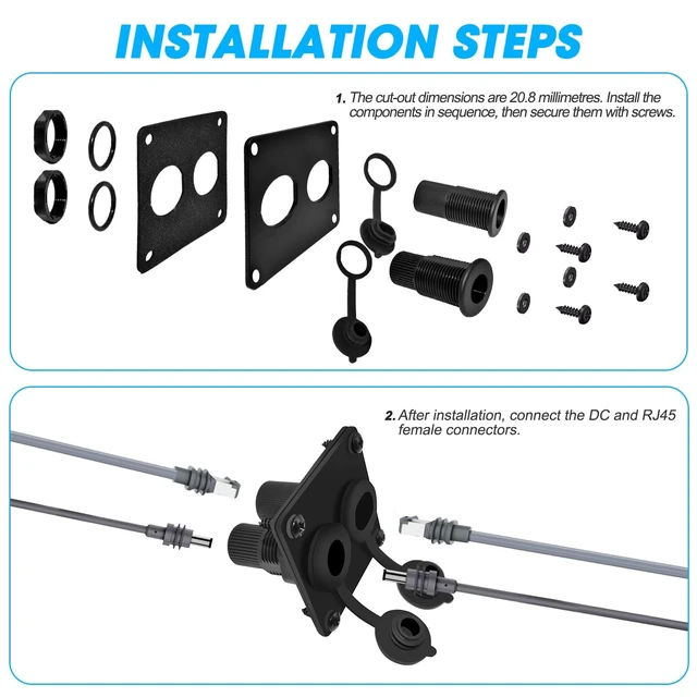 Alt view image 4 of 5 - ANMBEST RJ45+DC Waterproof Cable Entry Panel Wall Socket for Starlink Mini