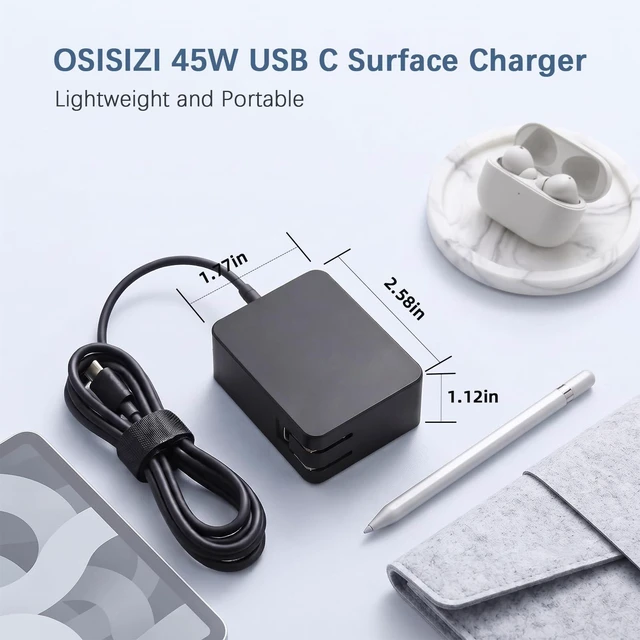 Alt view image 4 of 5 - 45W Surface Pro Charger USB C Wall Charger for Microsoft Surface Pro