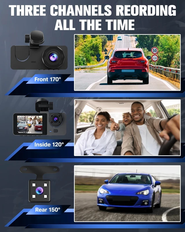 Alt view image 2 of 5 - Dash Camera for Cars, 4K+1080P Full HD Dash Cam Front and Rear Inside
