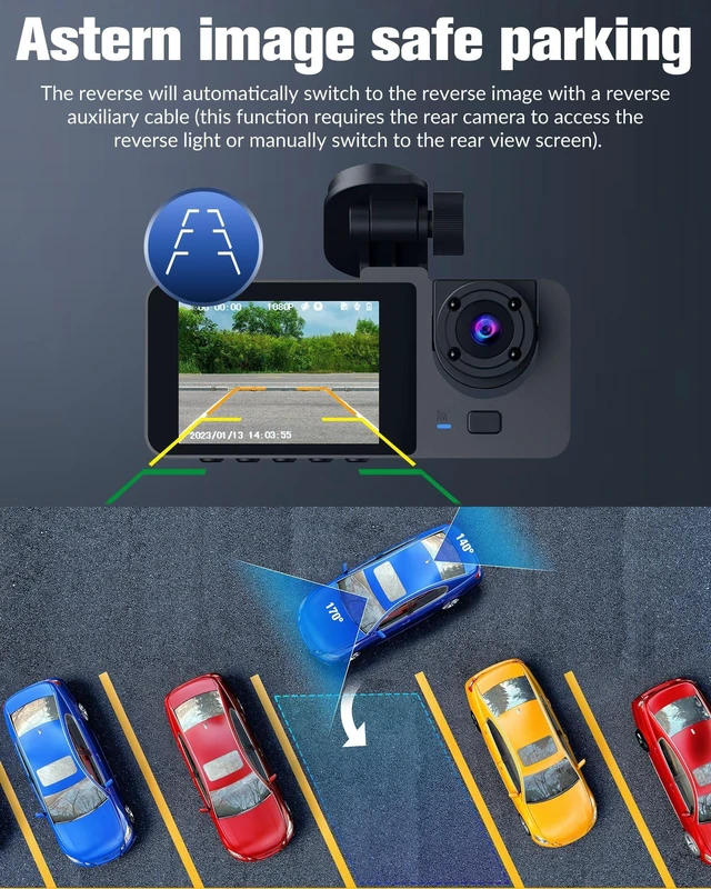 Alt view image 5 of 5 - Dash Camera for Cars, 4K+1080P Full HD Dash Cam Front and Rear Inside