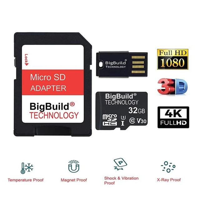 Alt view image 2 of 5 - BigBuild Technology 32GB Ultra Fast 100MB/s U3 Micro SDHC Memory Card for Akaso Brave 7/7 LE, Akaso Brave 8 Action Camera