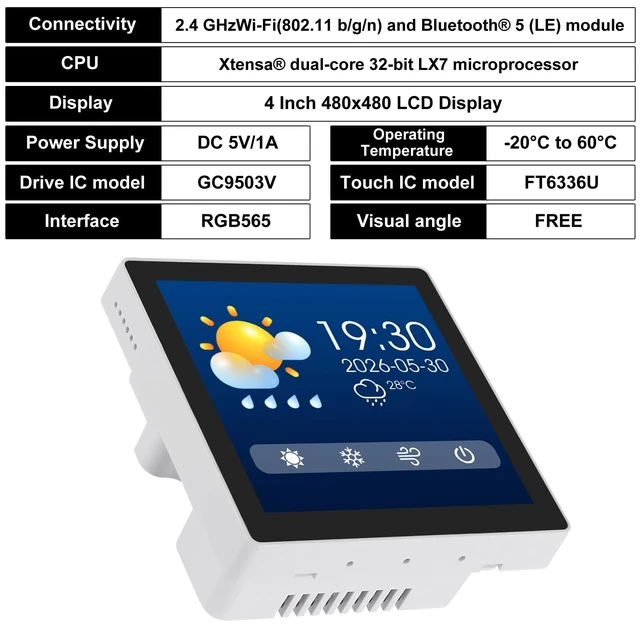 Alt view image 5 of 5 - ESP32-S3 4 inch LCD Touch Screen Display 480x480 Development Board