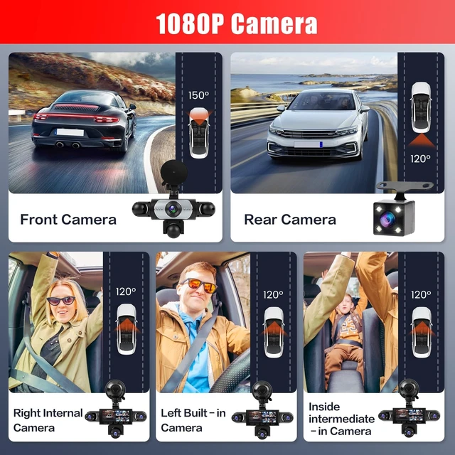 Alt view image 2 of 5 - Fuluku 5Channel Dash Cam Front and Rear Left Right Inside Camera for Cars