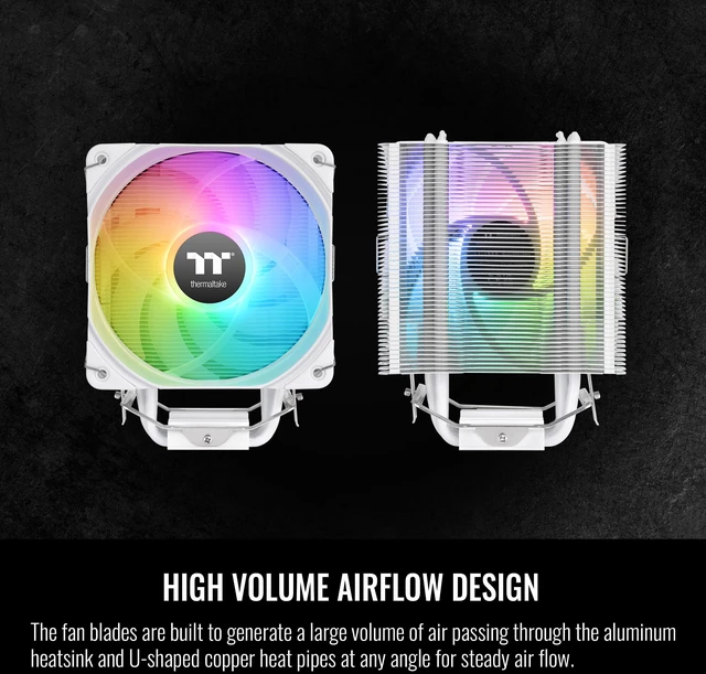 Alt view image 4 of 5 - Thermaltake UX200 SE White 5V Motherboard ARGB Sync 16.8 Million Colors 15 Addressable LED Intel/AM5/AMD (LGA 1851/1700) Universal Socket Hydraulic Bearing 170W CPU Cooler CL-P116-AL12