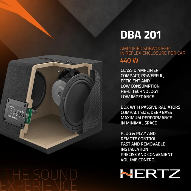 Alt view image 4 of 5 - HERTZ DBA 201 8" (200mm) Active Sub Box-Dual Passive Radiators