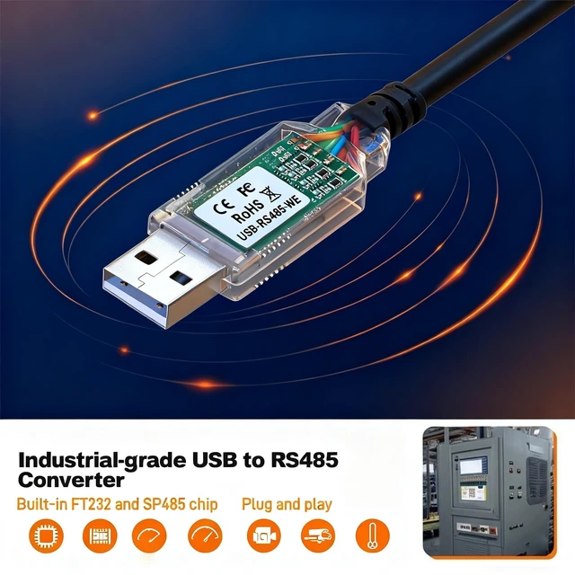 Alt view image 2 of 5 - Xiusiyt USB RS485-WE-5000-BT Serial Adapter Cable, USB to RS-485, RS485-WE Converter Cable 6 Wire End, Built-in FT232 IC, 16FT / 5M