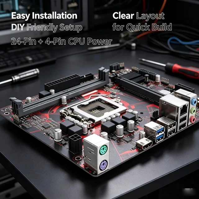 Alt view image 3 of 5 - EBTOOLS H410M V3 Computer Motherboard, LGA 1200 Socket for 10th Gen Core i9 i7 i5 i3 Pentium Gold Celeron CPU, Dual Channel DDR4 64GB 2933MHz, with 24 Pin 4 Pin Power Connectors