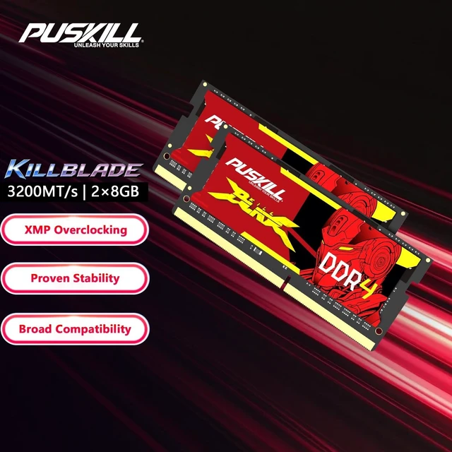 Alt view image 3 of 5 - PUSKILL 16GB DDR4 3200MHz RAM (2x8GB) SODIMM CL22 Laptop