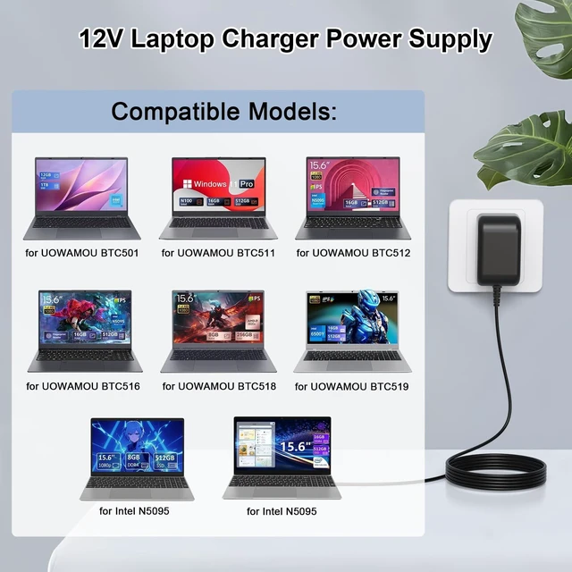 Alt view image 3 of 5 - VIFOCUFY 12V USB-C Adapter Charger for UOWAMOU Laptop BTC501 BTC512 BTC511