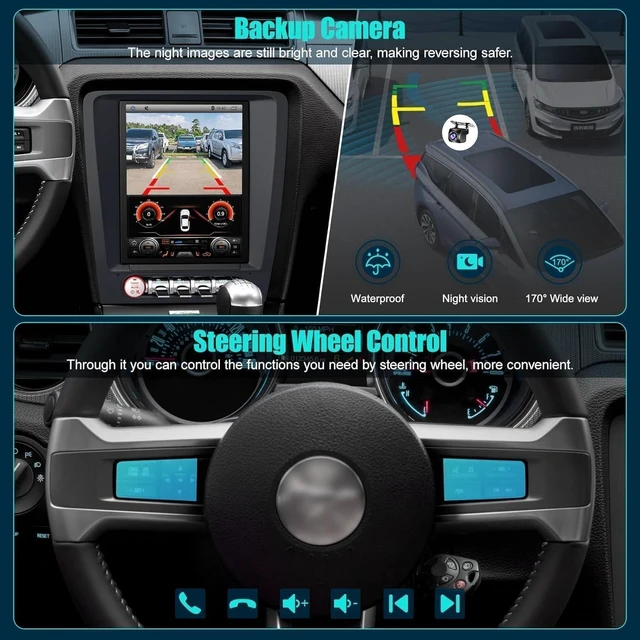 Alt view image 3 of 5 - 4+64 8-Core for Ford Mustang 2010 2011 2012 2013 2014 Android 13 Car Radio, 9.7 Inch IPS Touch Screen Car Stereo with Wireless Carplay/Android Auto,GPS, WiFi, Bluetooth,FM, Support OBD2/DVR/DSP