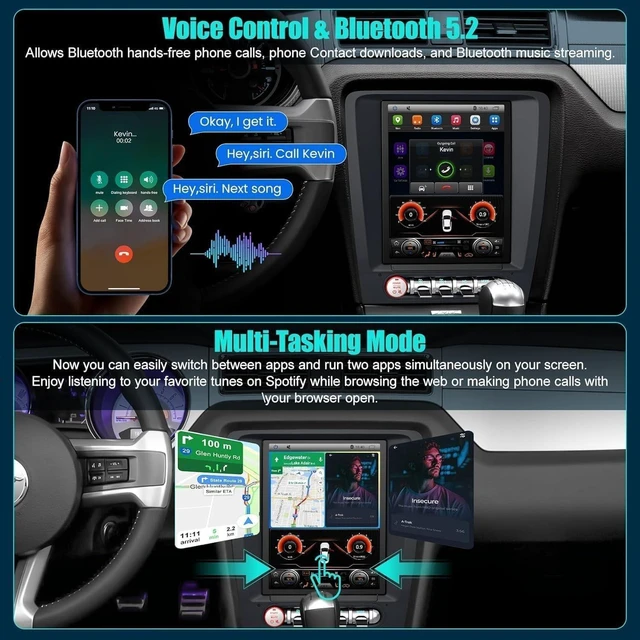 Alt view image 4 of 5 - 4+64 8-Core for Ford Mustang 2010 2011 2012 2013 2014 Android 13 Car Radio, 9.7 Inch IPS Touch Screen Car Stereo with Wireless Carplay/Android Auto,GPS, WiFi, Bluetooth,FM, Support OBD2/DVR/DSP