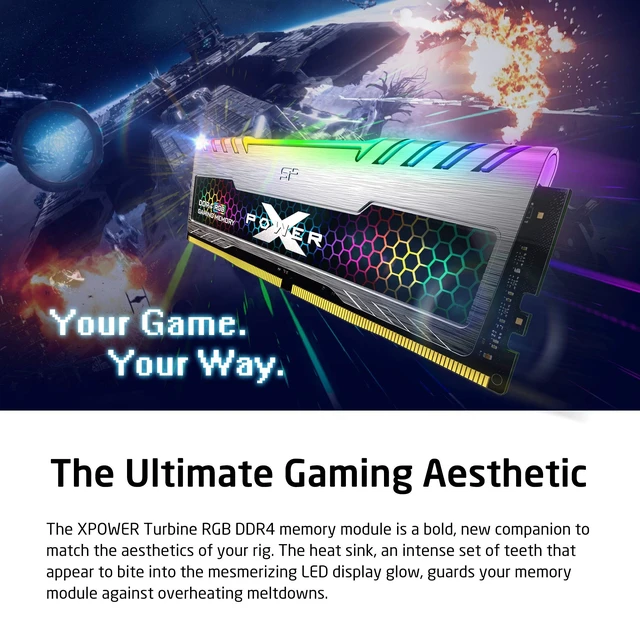 Alt view image 2 of 5 - SP Silicon Power 16GB (8GBx2) XPOWER RGB Turbine Gaming DDR4 3200MHz (PC4 25600) 288-pin CL16 1.35V UDIMM Desktop Memory Module - Low Voltage