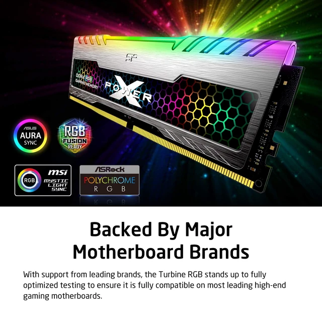 Alt view image 4 of 5 - SP Silicon Power 16GB (8GBx2) XPOWER RGB Turbine Gaming DDR4 3200MHz (PC4 25600) 288-pin CL16 1.35V UDIMM Desktop Memory Module - Low Voltage