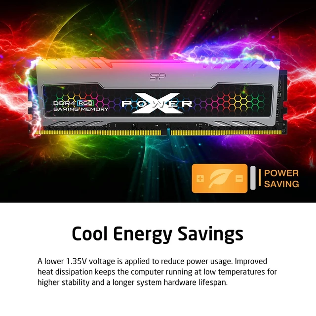 Alt view image 5 of 5 - SP Silicon Power 16GB (8GBx2) XPOWER RGB Turbine Gaming DDR4 3200MHz (PC4 25600) 288-pin CL16 1.35V UDIMM Desktop Memory Module - Low Voltage