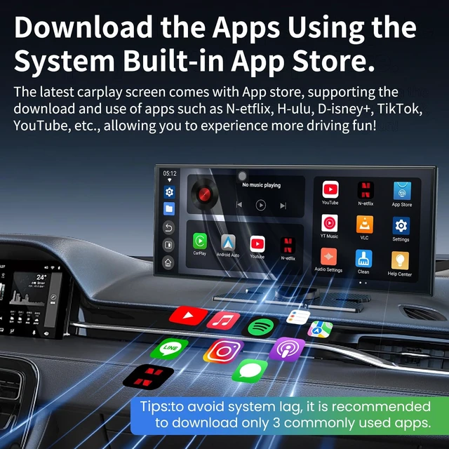Alt view image 3 of 5 - 11.5 inch CarPlay Screen for Car, Built-in N-etflix/YouTube and Other apps