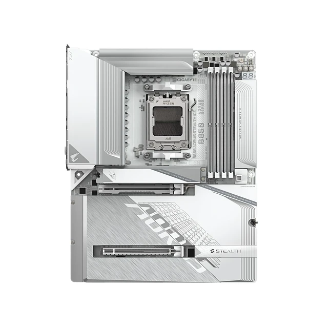 Alt view image 2 of 5 - GIGABYTE B850 AORUS Stealth ICE Reverse-Connect ATX Motherboard, Support AMD Socket AM5 Processors, DDR5, 14+2+2 Power Phase, 4X M.2, PCIe 5.0, USB-C, WIFI7, 5GbE LAN, EZ-Latch, 5-Year Wa