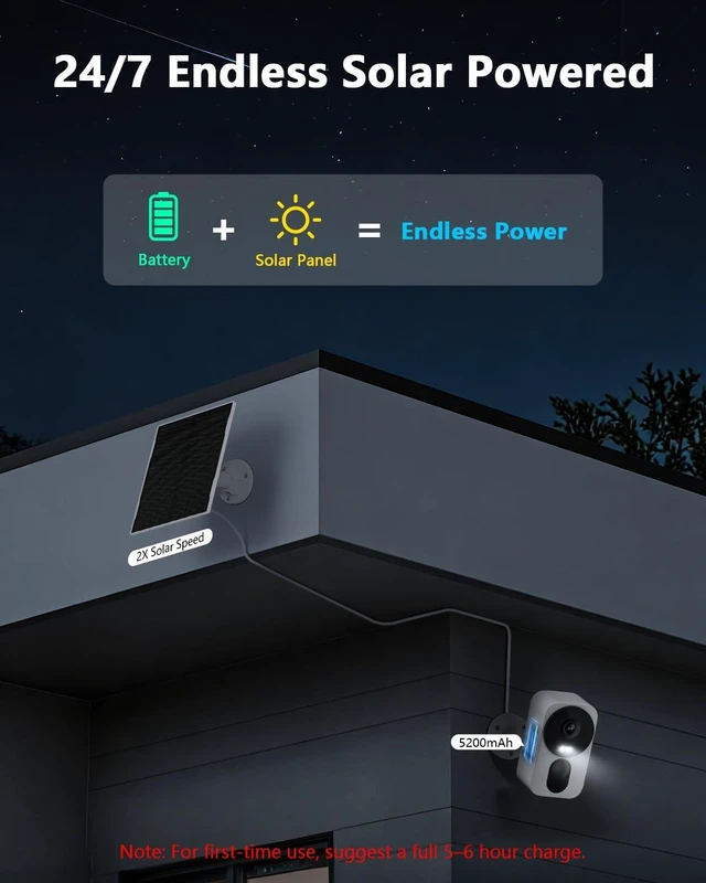 Alt view image 5 of 5 - 4MP Solar Powered Camera Wireless Outdoor Security Cameras Battery 1 Pack