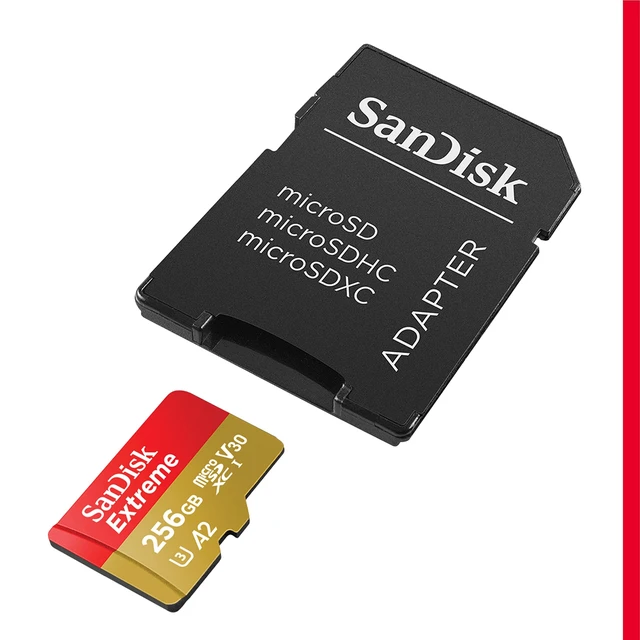 Alt view image 2 of 5 - SANDISK 256GB Extreme microSD Card + Adapter, Up to 190MB/s Read Speeds