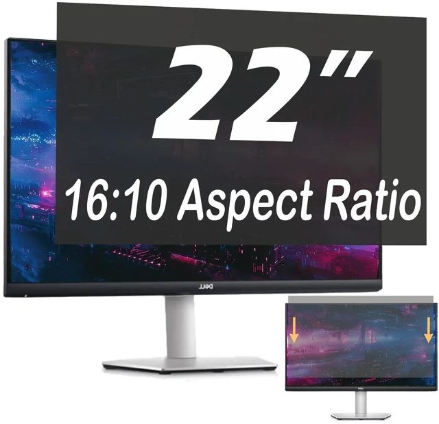 Main image of Vizbloc 22 Inch computer privacy screen for 16:10 Monitor, Removable Anti-Glare Blue Light Filter & Anti-Scratch Protector Film, Privacy Shield for HP Dell Asus Acer Samsung Desktop Mo