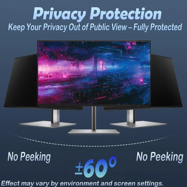 Alt view image 2 of 5 - Vizbloc 22 Inch computer privacy screen for 16:10 Monitor, Removable Anti-Glare Blue Light Filter & Anti-Scratch Protector Film, Privacy Shield for HP Dell Asus Acer Samsung Desktop Mo
