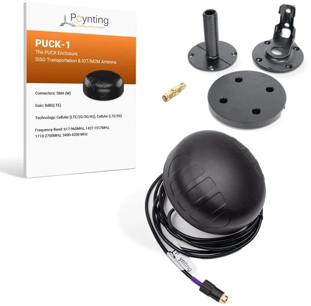 Main image of Poynting Puck-1 SISO Transportation & M2M/IOT Antenna ^^ 5G ^^ 4G LTE ^^ CBRS ^^ 617-4200 MHz ^^ Black